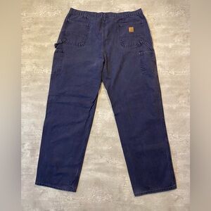 Vintage Y2K Carhartt Dungaree Fit Carpenter Pants B11-MDT 42 x 34 Blue Workwear